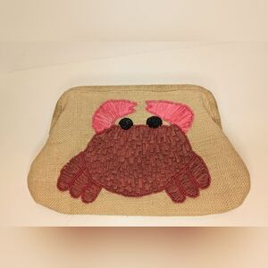 ZARA WOMAN NWT RAFFIA BAG WITH CRAB AND BEAD DETAIL BEIGE